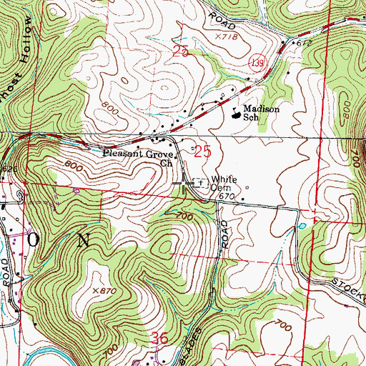 Topographic Map of Whites School (historical), OH