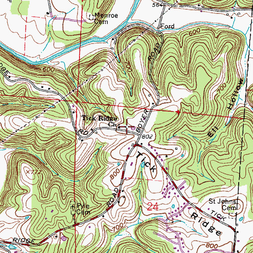 Topographic Map of Tick Ridge School (historical), OH