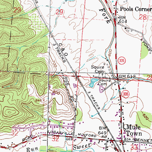 Topographic Map of Marshall Siding (historical), OH