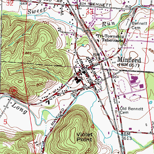 Topographic Map of Minford Elementary School, OH