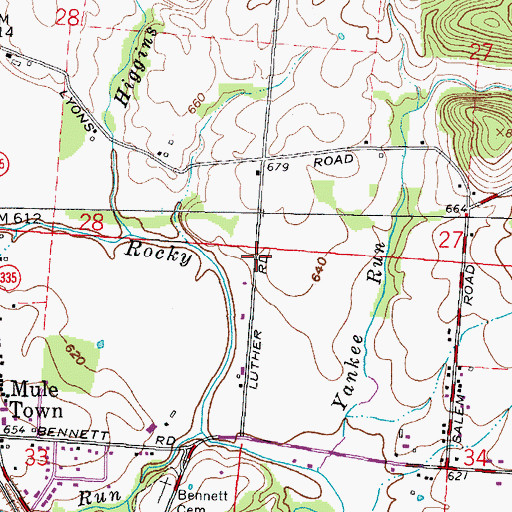 Topographic Map of Stockhams School (historical), OH