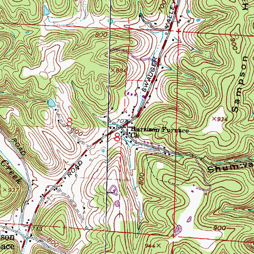Topographic Map of Harrison Furnace School (historical), OH