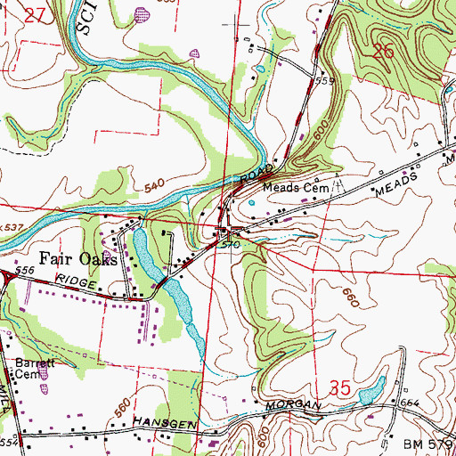 Topographic Map of Meads School (historical), OH