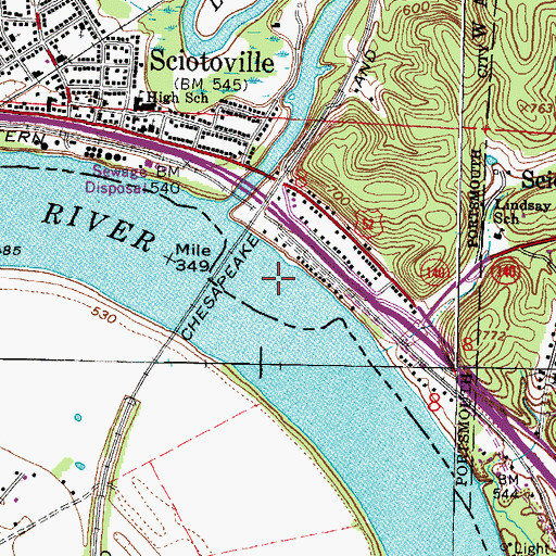 Topographic Map of Little Scioto Bar, OH