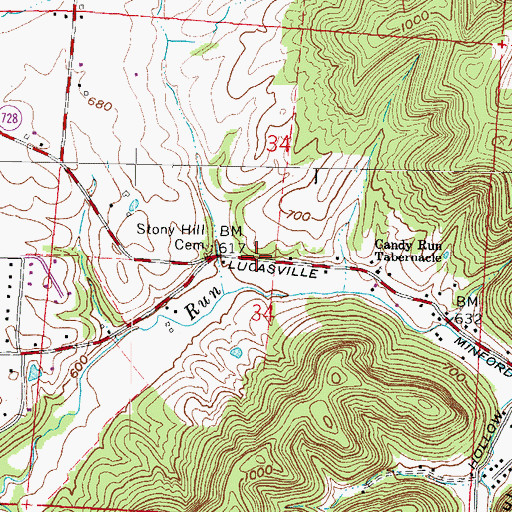 Topographic Map of Flatwoods School (historical), OH