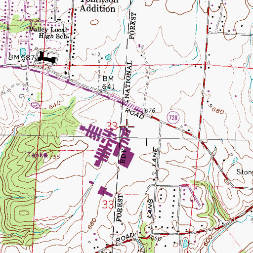 Topographic Map of Southern Ohio Correctional Facility, OH