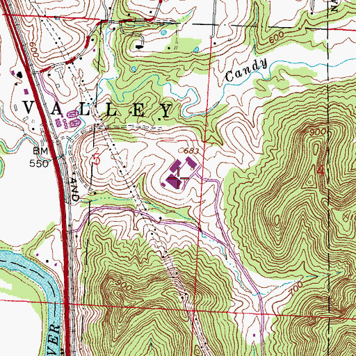 Topographic Map of Scioto County Vocational Technical School, OH