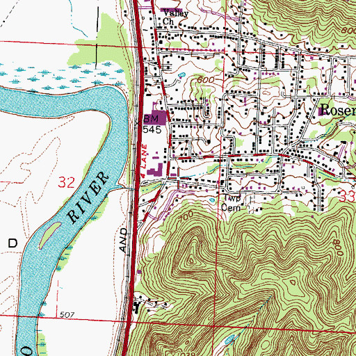 Topographic Map of Rosemont Hollow, OH