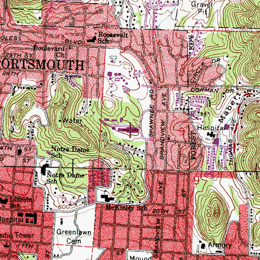 Topographic Map of Southern Ohio Medical Center, OH