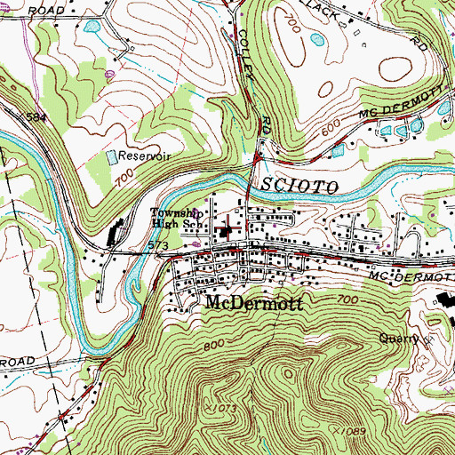 Topographic Map of McDermott Elementary School, OH