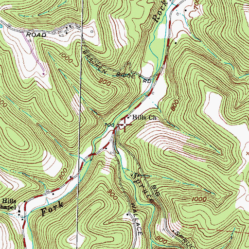 Topographic Map of Rocky Fork School (historical), OH