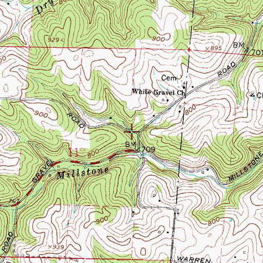 Topographic Map of White Gravel School (historical), OH