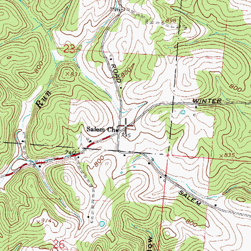 Topographic Map of Salem School (historical), OH