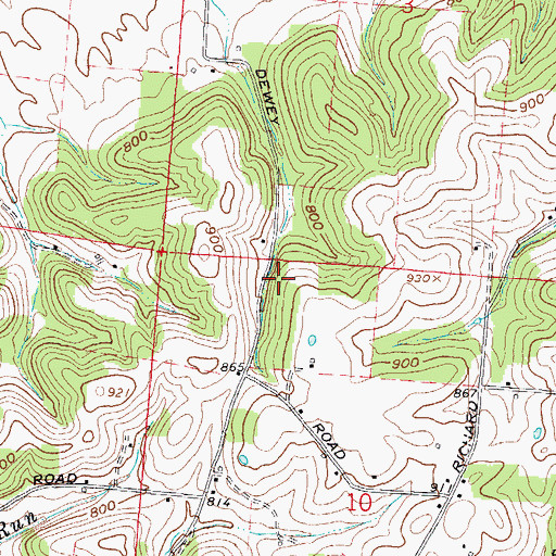 Topographic Map of Dewey School (historical), OH