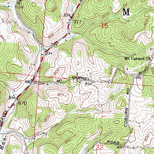 Topographic Map of Mount Carmel School (historical), OH