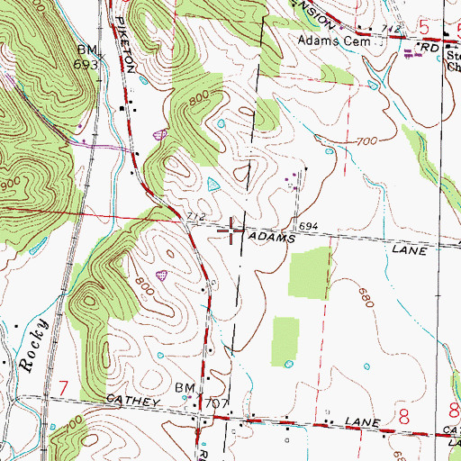 Topographic Map of Adams School (historical), OH