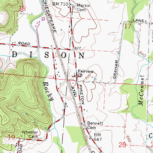 Topographic Map of Fairview School (historical), OH