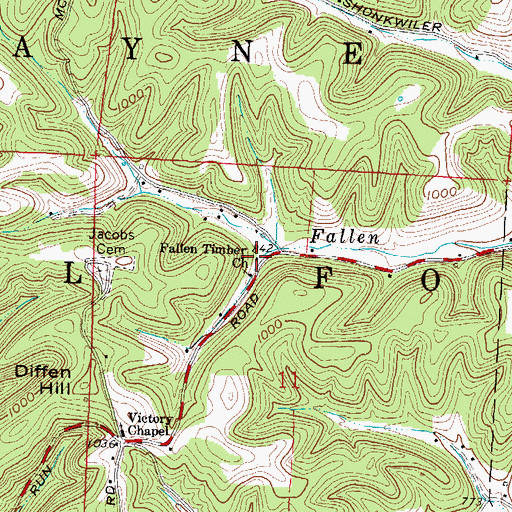 Topographic Map of Fallen Timber School (historical), OH