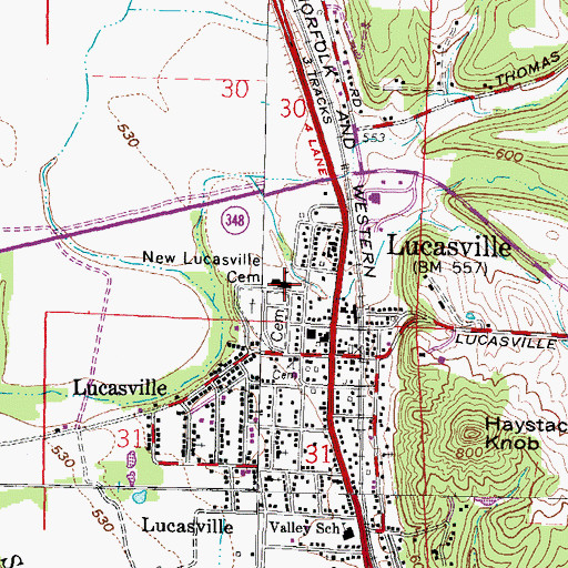 Topographic Map of Valley Elementary School, OH