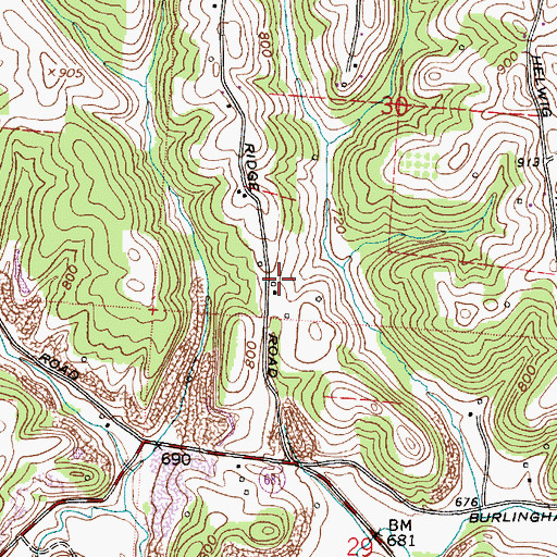 Topographic Map of Bedford Church (historical), OH