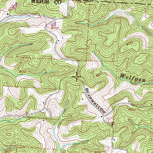 Topographic Map of Bearwallow Church (historical), OH