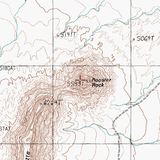 Topographic Map of Rooster Rock, AZ