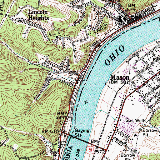 Topographic Map of Monkey Run, OH