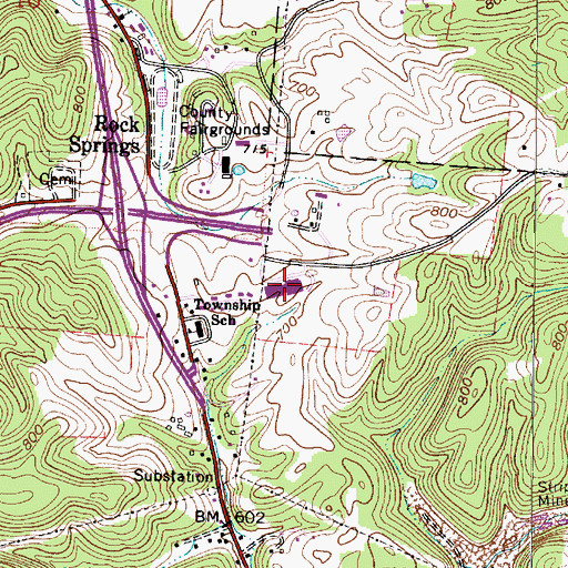 Topographic Map of Meigs High School, OH