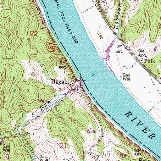 Topographic Map of Hazael Landing, OH