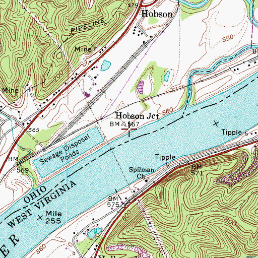Topographic Map of Festers Landing, OH
