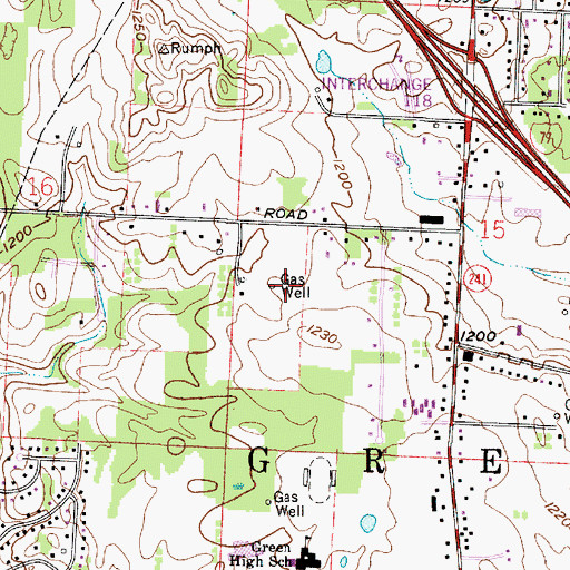 Topographic Map of Green High School, OH