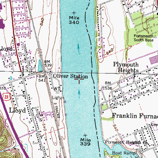 Topographic Map of Greenup Lock and Dam Number 30 (historical), OH