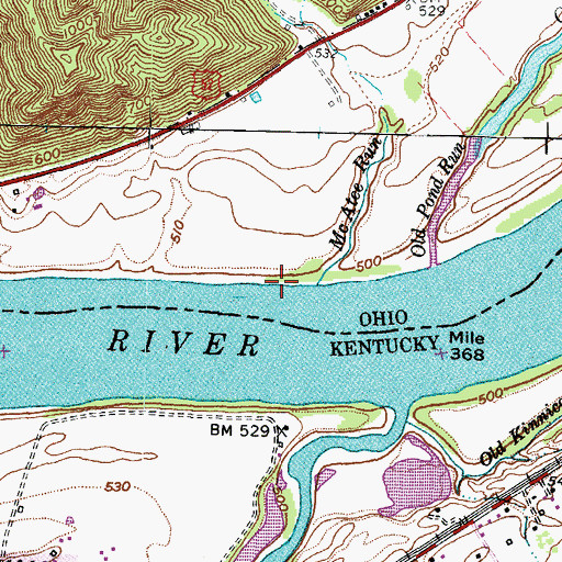Topographic Map of McAtee Landing, OH