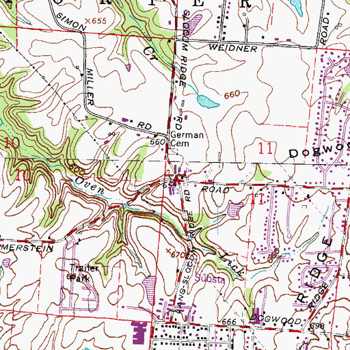 Topographic Map of Dogwood Ridge School (historical), OH
