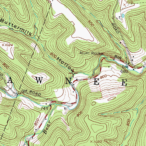 Topographic Map of Watts Run, OH
