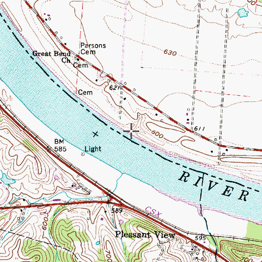 Topographic Map of Halls Landing, OH