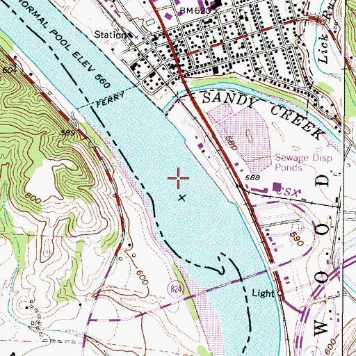 Topographic Map of Lock and Dam Number 22 (historical), OH