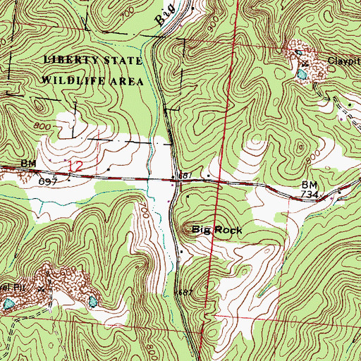 Topographic Map of Big Rock, OH