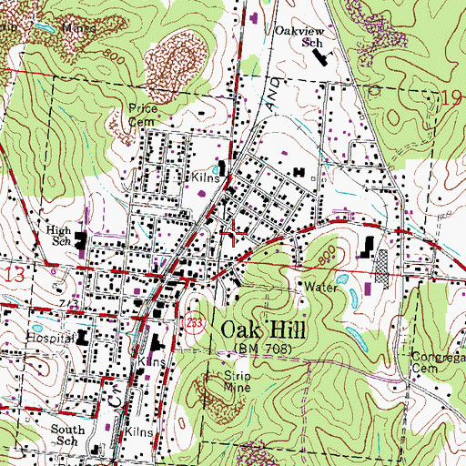 Topographic Map of Central Elementary School, OH