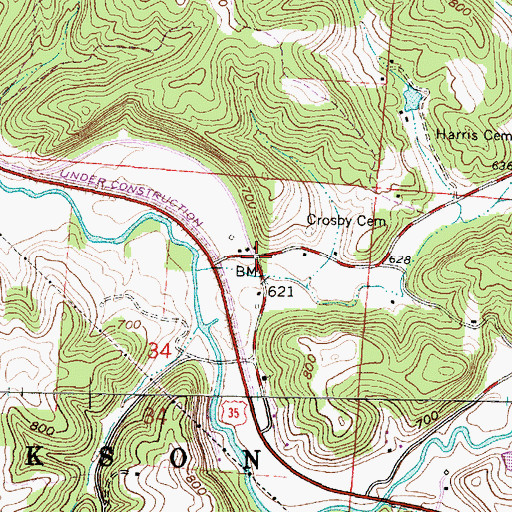 Topographic Map of Greens Store, OH