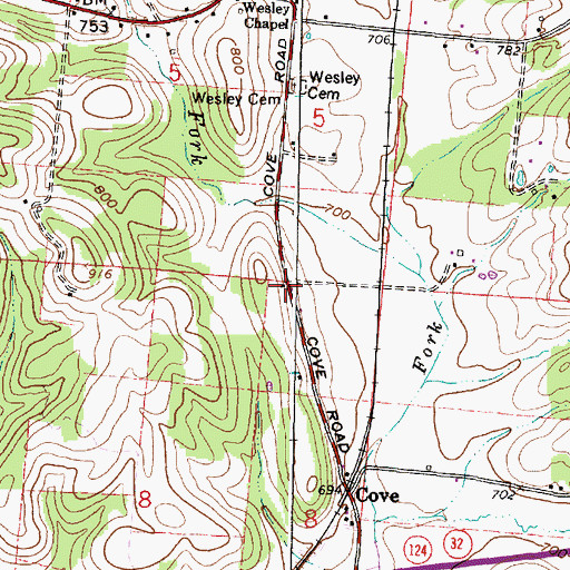 Topographic Map of New Cove School (historical), OH