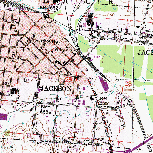 Topographic Map of South Street Elementary School, OH