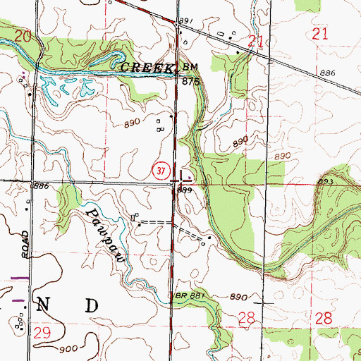 Topographic Map of Pawpaw School (historical), OH