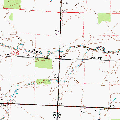 Topographic Map of Ridgeway School (historical), OH