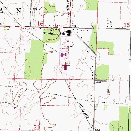 Topographic Map of Pleasant Elementary School, OH