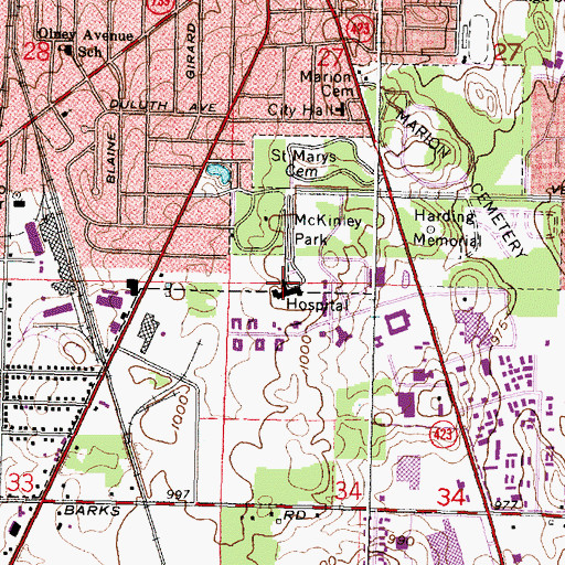 Topographic Map of OhioHealth Marion General Hospital, OH