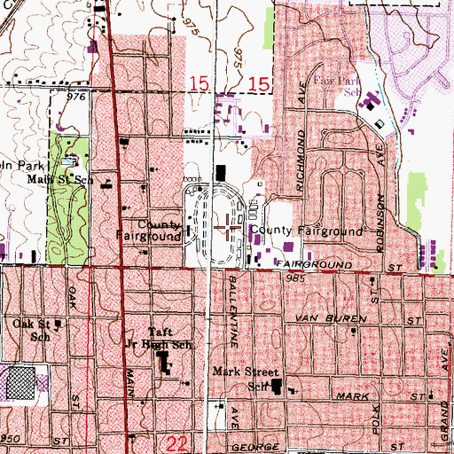 Topographic Map of Marion County Fairgrounds, OH