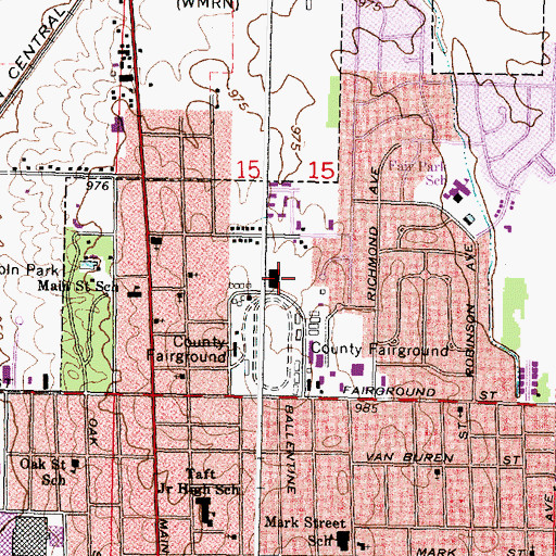 Topographic Map of Veterans Memorial Coliseum, OH