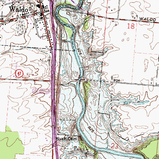 Topographic Map of Hoke Bridge (historical), OH