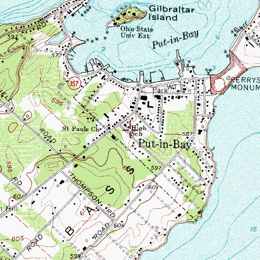 Topographic Map of Put - In - Bay High School, OH